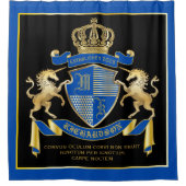 Maak uw eigen Unicorn Coat van Wapenblauw Embleem Douchegordijn (Voorkant)