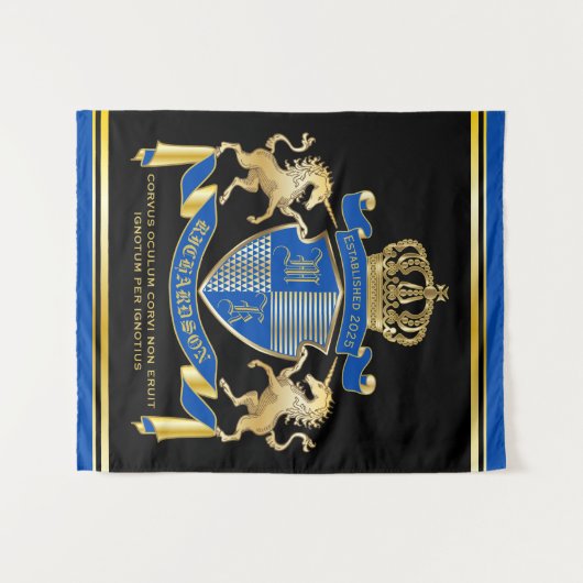 Maak uw eigen Unicorn Coat van Wapenblauw Embleem Wandkleed (Voorkant (horizontaal))