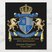 Maak uw eigen Unicorn Coat van Wapenblauw Embleem Wijn Etiket (Enkel label)