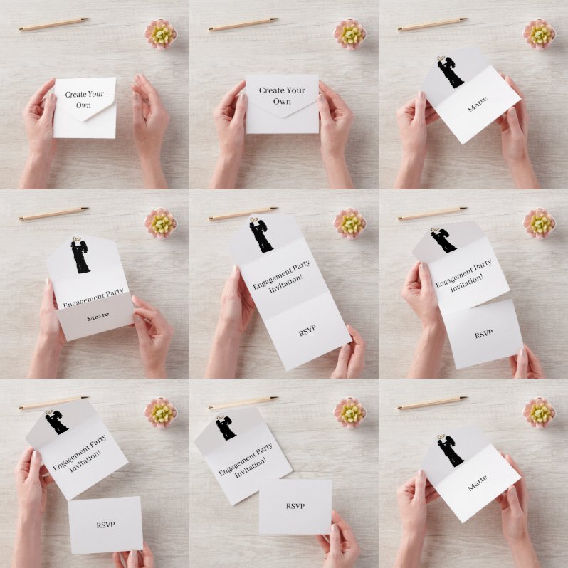 Maak uw eigen verlovingsfeest uitnodiging wit RSVP