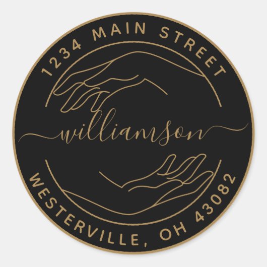 Maak Uw Eigen Vrouw Hande Ronde Retouradres C Sticker (Voorkant)