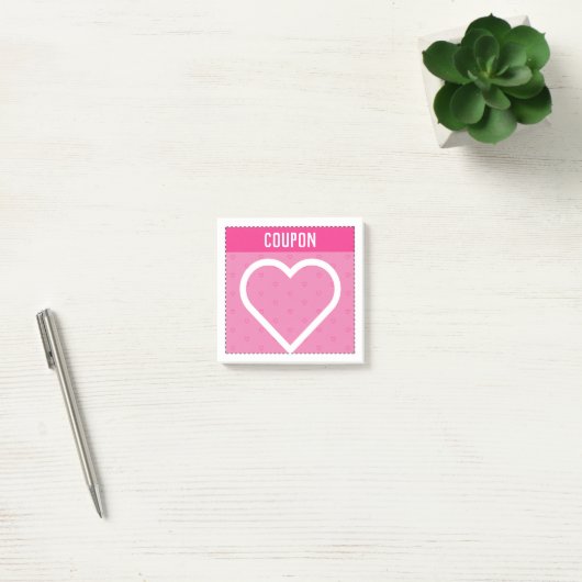 Maak uw eigen waardebonnen | Roze harten Post-it® Notes (Kantoor)