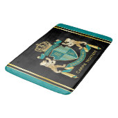 Maak uw eigen wapen Blauwgroen gouden Beer Badmat (Gekanteld)
