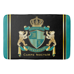 Maak uw eigen wapen Blauwgroen gouden Beer Badmat