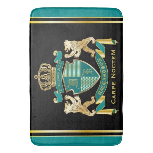 Maak uw eigen wapen Blauwgroen gouden Beer Badmat (Voorkant Verticaal)
