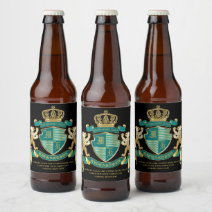 Maak uw eigen wapen Blauwgroen gouden Beer Bier Etiket