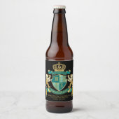 Maak uw eigen wapen Blauwgroen gouden Beer Bier Etiket (Voorkant)