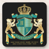 Maak uw eigen wapen Blauwgroen gouden Beer Bier Onderzetter (Voorkant)