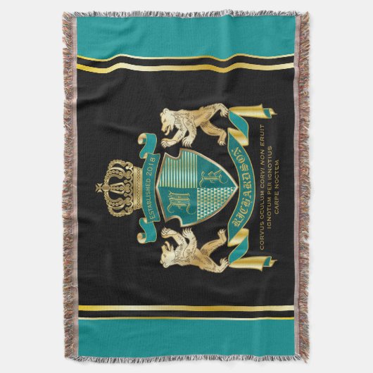 Maak uw eigen wapen Blauwgroen gouden Beer Deken (Voorkant Verticaal)