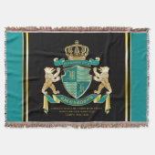 Maak uw eigen wapen Blauwgroen gouden Beer Deken (Voorkant)
