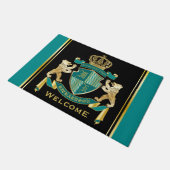 Maak uw eigen wapen Blauwgroen gouden Beer Deurmat (Schuin)