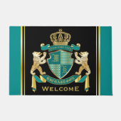 Maak uw eigen wapen Blauwgroen gouden Beer Deurmat (Voorkant)