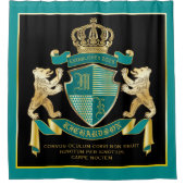 Maak uw eigen wapen Blauwgroen gouden Beer Douchegordijn (Voorkant)