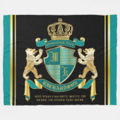 Maak uw eigen wapen Blauwgroen gouden Beer Fleece Deken (Voorkant (Horizontaal))