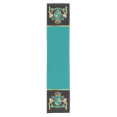 Maak uw eigen wapen Blauwgroen gouden Beer Korte Tafelloper (Voorkant)