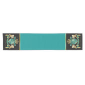 Maak uw eigen wapen Blauwgroen gouden Beer Korte Tafelloper (Horizontaal)