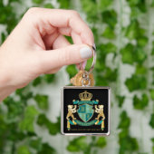 Maak uw eigen wapen Blauwgroen gouden Beer Sleutelhanger (Hand)