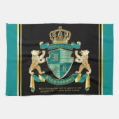 Maak uw eigen wapen Blauwgroen gouden Beer Theedoek (Horizontaal)