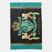 Maak uw eigen wapen Blauwgroen gouden Beer Theedoek (Verticaal)