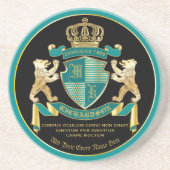 Maak uw eigen wapen Blauwgroen gouden Beer Zandsteen Onderzetter (Voorkant)