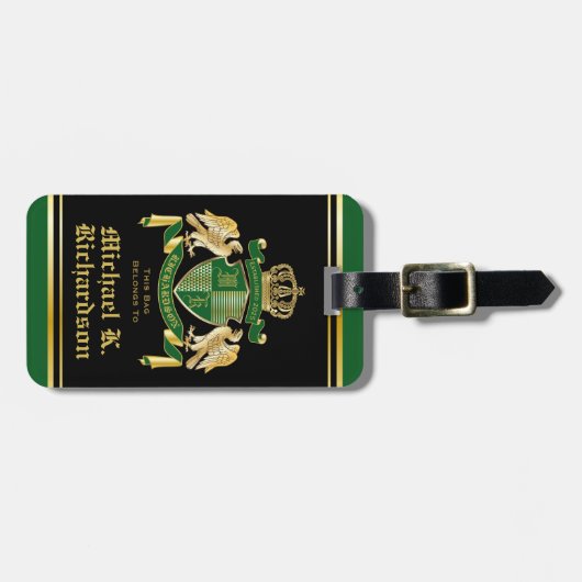 Maak uw eigen wapengekletter groen-adelaar embleem bagagelabel (Voorkant horizontaal)