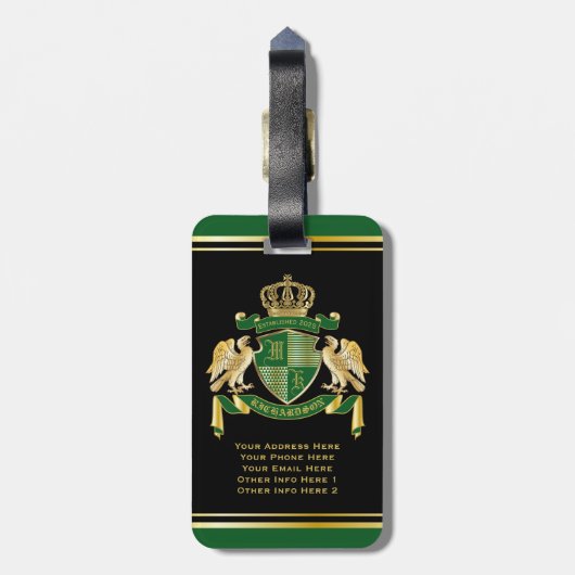 Maak uw eigen wapengekletter groen-adelaar embleem bagagelabel (Achterkant verticaal)