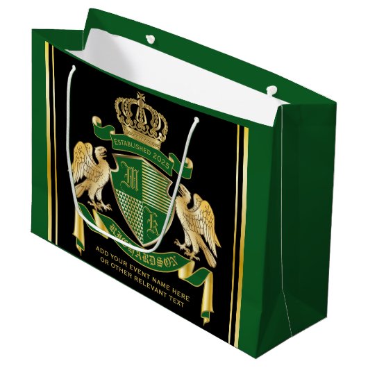 Maak uw eigen wapengekletter groen-adelaar embleem groot cadeauzakje (Voorkant Gekanteld)