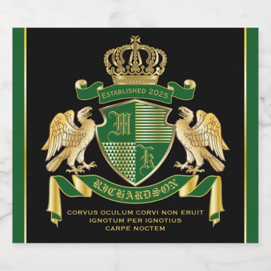 Maak uw eigen wapengekletter groen-adelaar embleem likeurfles etiket (Enkel label)