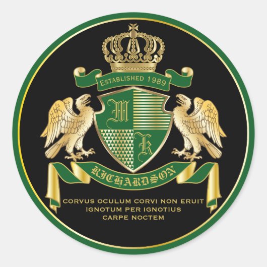 Maak uw eigen wapengekletter groen-adelaar embleem ronde sticker (Voorkant)