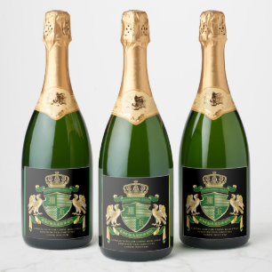 Maak uw eigen wapengekletter groen-adelaar embleem sparkling wijnetiket