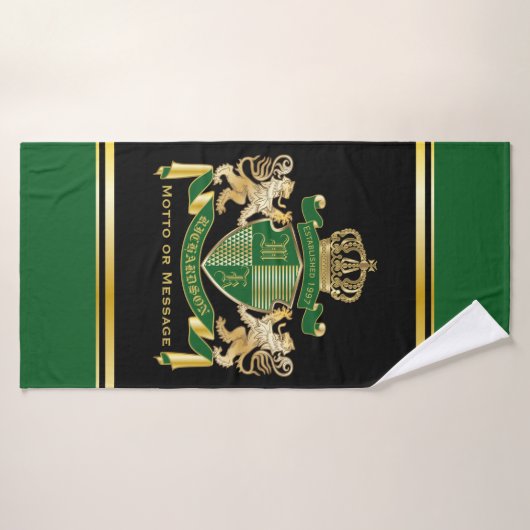 Maak uw eigen wapengekletter groen goudleeuwen badhanddoek (Badhanddoek)