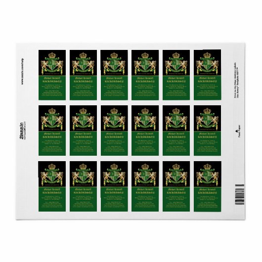 Maak uw eigen wapengekletter groen goudleeuwen etiket (Full Sheet)