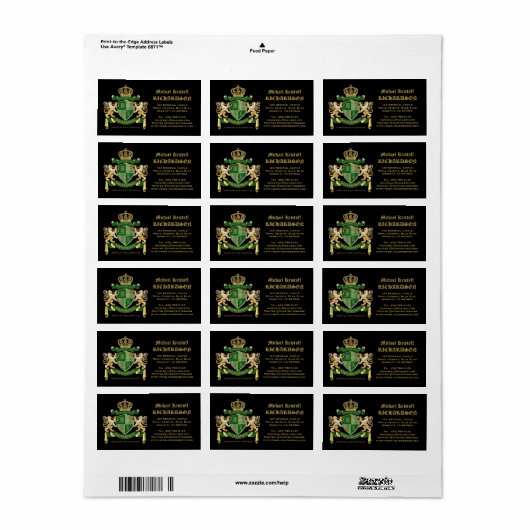 Maak uw eigen wapengekletter groen goudleeuwen etiket (Full Sheet)