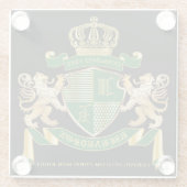 Maak uw eigen wapengekletter groen goudleeuwen glazen onderzetter (Achterkant)