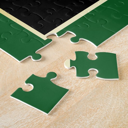 Maak uw eigen wapengekletter groen goudleeuwen legpuzzel (Zijkant)