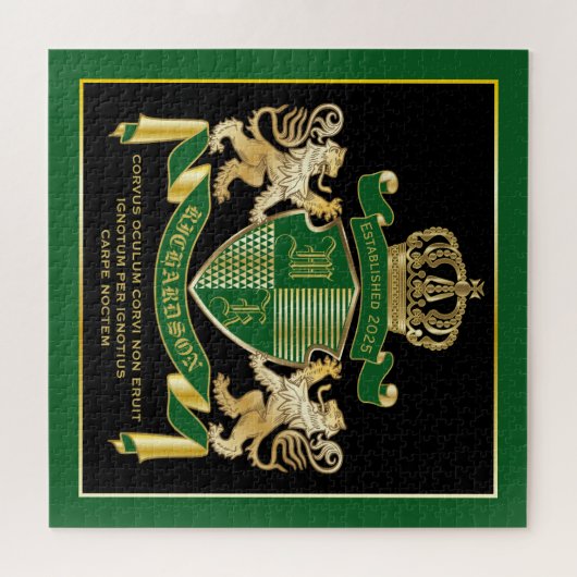 Maak uw eigen wapengekletter groen goudleeuwen legpuzzel (Horizontaal)