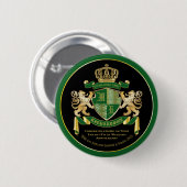 Maak uw eigen wapengekletter groen goudleeuwen ronde button 5,7 cm (Voorkant /achterkant)