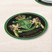 Maak uw eigen wapengekletter groen goudleeuwen ronde kartonnen onderzetter (Gebogen)