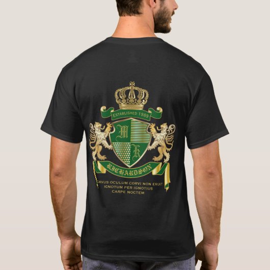 Maak uw eigen wapengekletter groen goudleeuwen t-shirt (Achterkant)