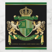 Maak uw eigen wapengekletter groen goudleeuwen wijn etiket (Enkel label)
