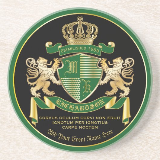 Maak uw eigen wapengekletter groen goudleeuwen zandsteen onderzetter (Voorkant)