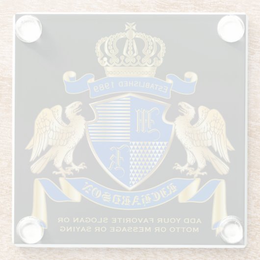 Maak uw eigen wapenkat blauw-goudblauw-elemanje glazen onderzetter (Achterkant)