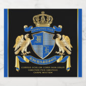 Maak uw eigen wapenkat blauw-goudblauw-elemanje likeurfles etiket (Enkel label)