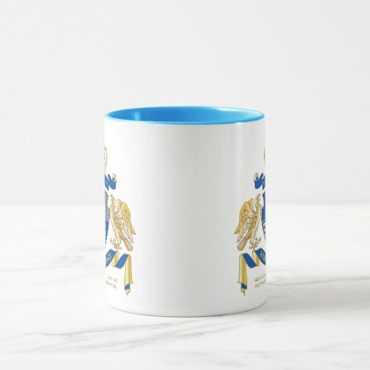 Maak uw eigen wapenkat blauw-goudblauw-elemanje mok (Midden)