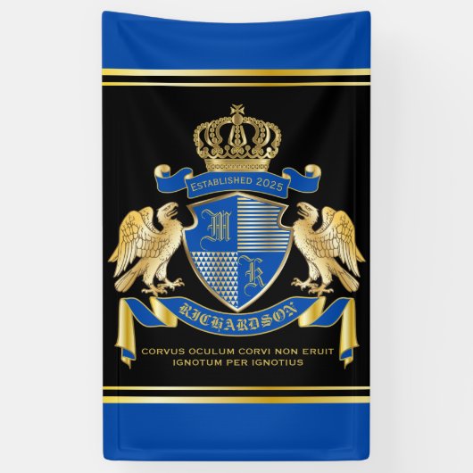 Maak uw eigen wapenkat blauw-goudblauw-elemanje spandoek (Verticaal)