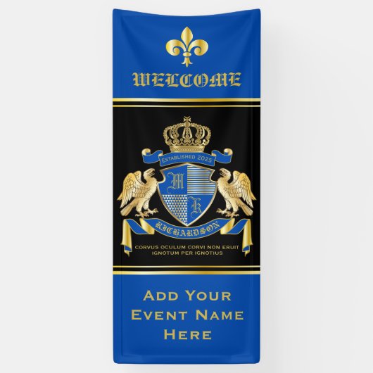 Maak uw eigen wapenkat blauw-goudblauw-elemanje spandoek (Verticaal)