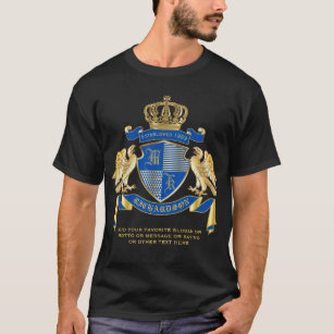 Maak uw eigen wapenkat blauw-goudblauw-elemanje t-shirt