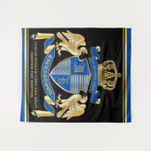 Maak uw eigen wapenkat blauw-goudblauw-elemanje wandkleed (Voorkant (horizontaal))