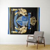 Maak uw eigen wapenkat blauw-goudblauw-elemanje wandkleed (In Situ (horizontaal))