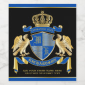 Maak uw eigen wapenkat blauw-goudblauw-elemanje wijn etiket (Enkel label)